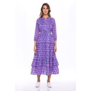 Banjanan Bazaar Dress Surreal Dream floral 100% cotton Purple Size Small $395.00